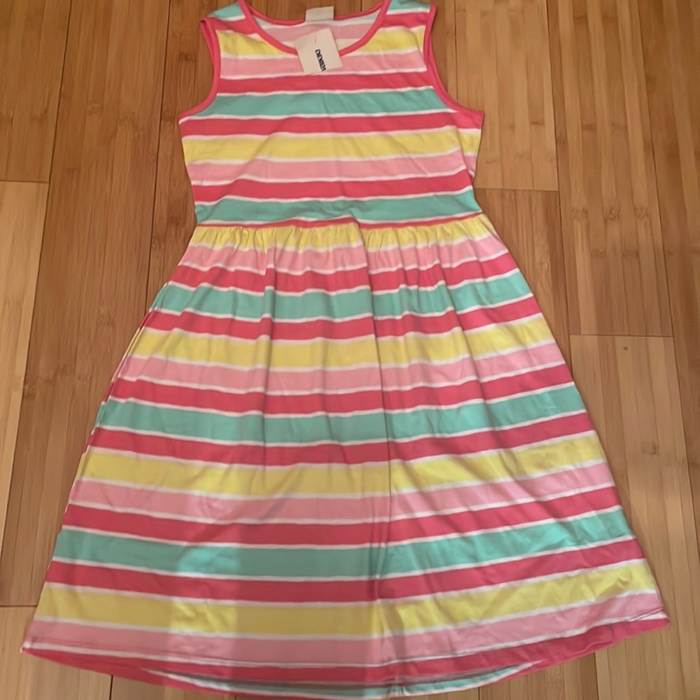 Stripped sleeveless summer dress for young girls